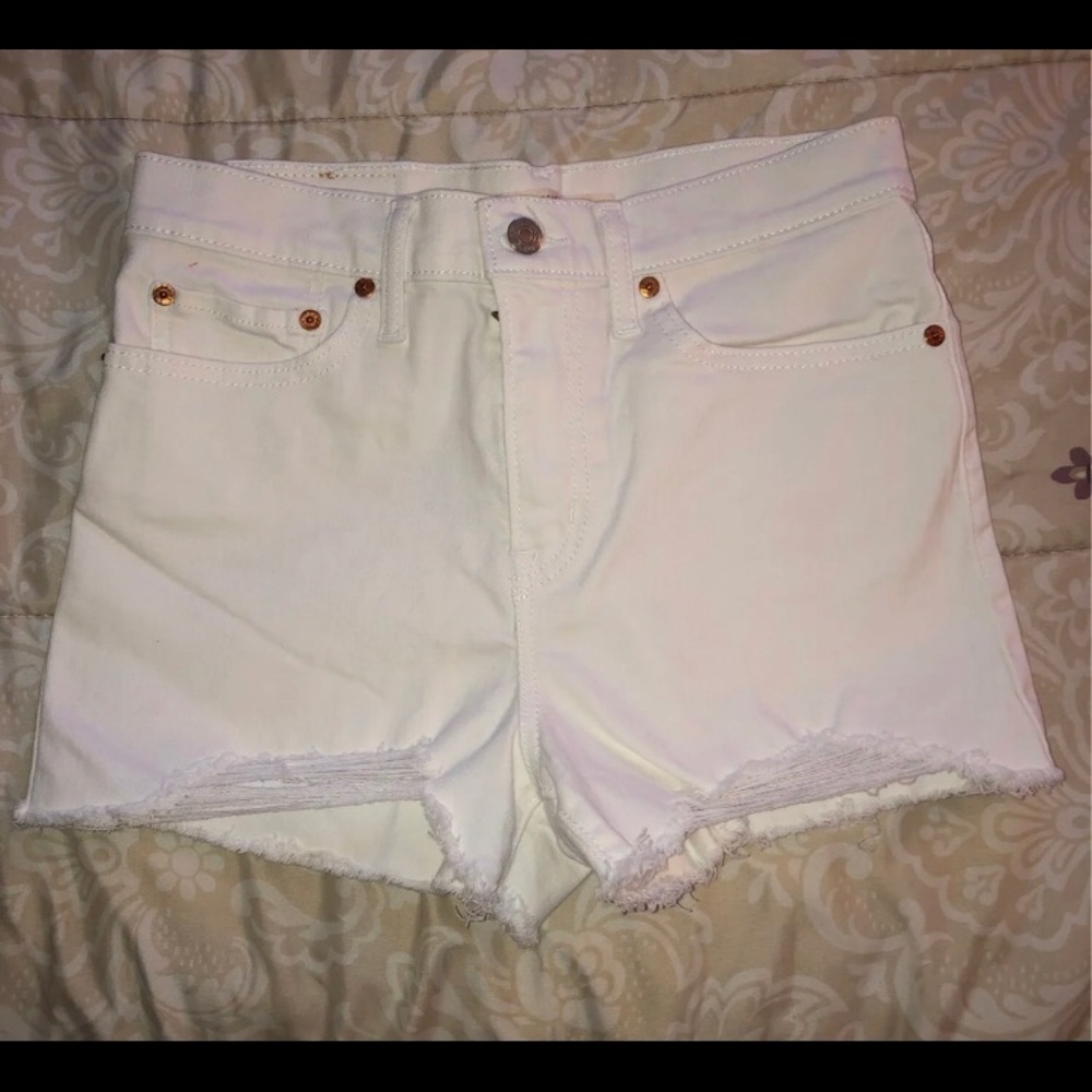 White Levi Jean Shorts - High Rise